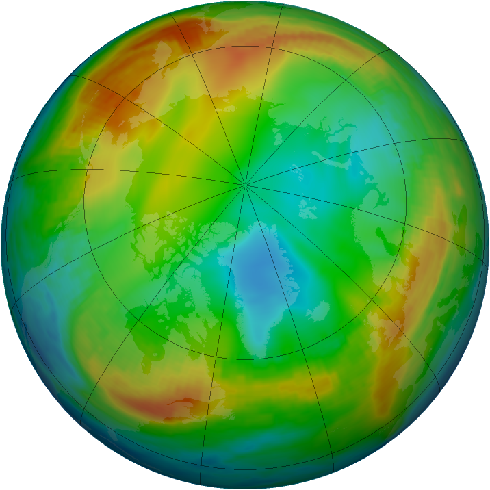 Arctic ozone map for 28 December 1985